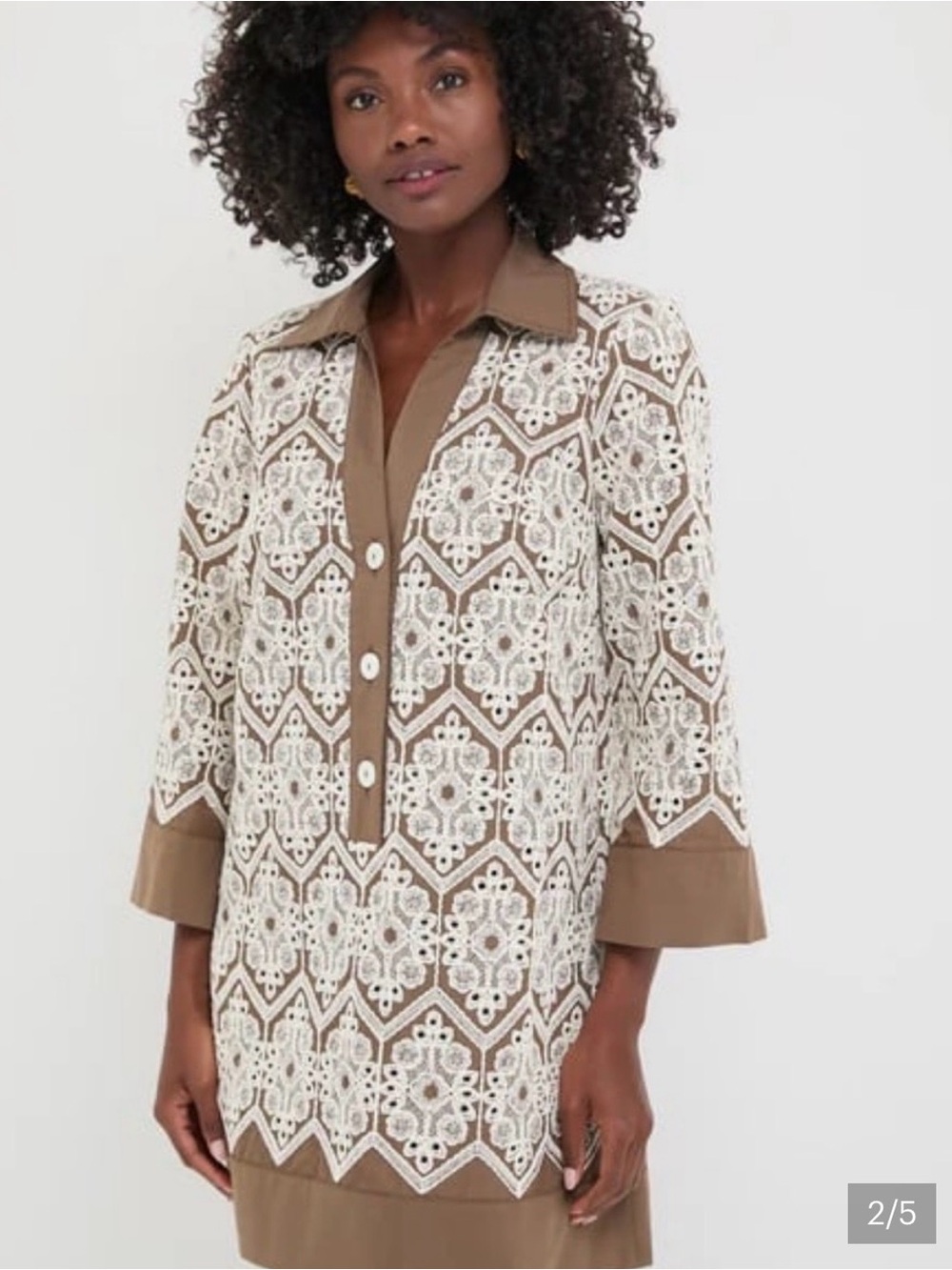 NWT Tuckernuck Collier Mocha Crochet Lace Tunic